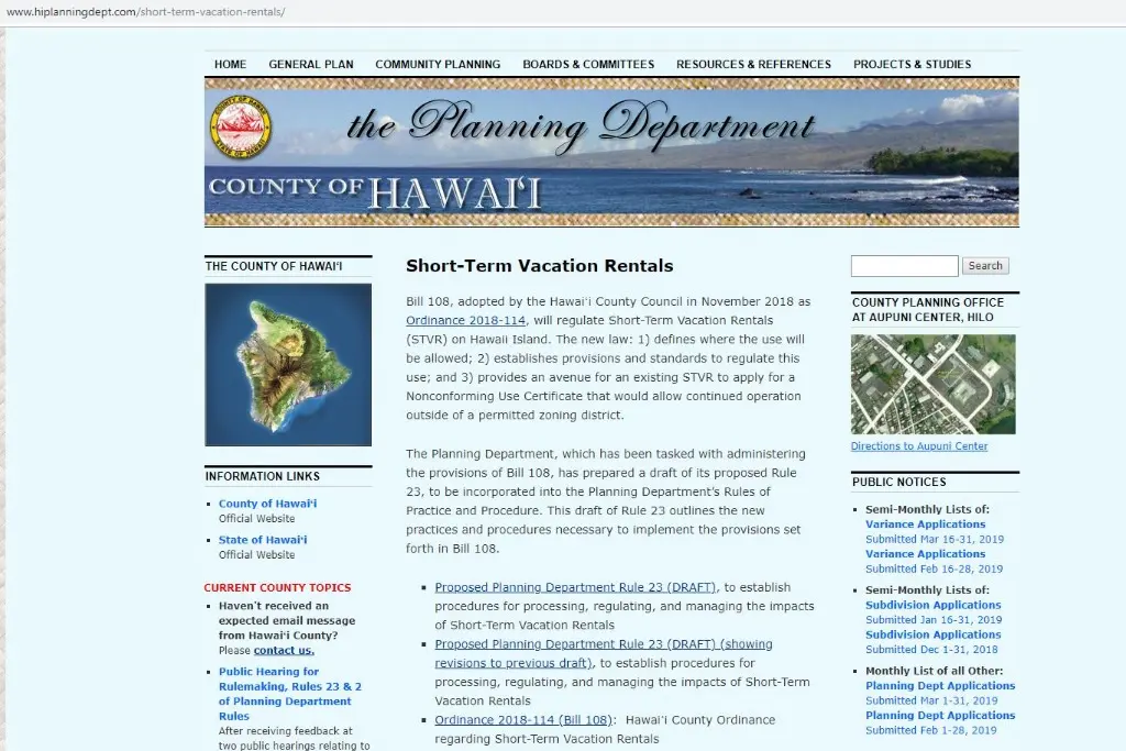 New Law Regulating Big Island Vacation Rentals: UPDATE FEB 10, 2020