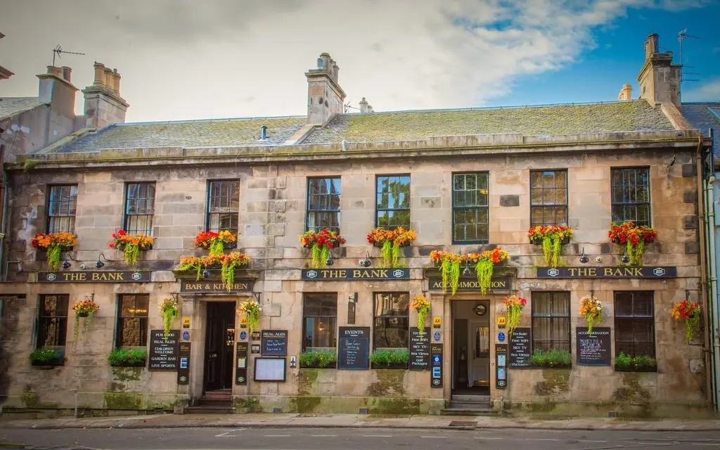 The Bank Bar Anstruther, with a large beer garden and fantastic glass restaurant to take in those stunning views.