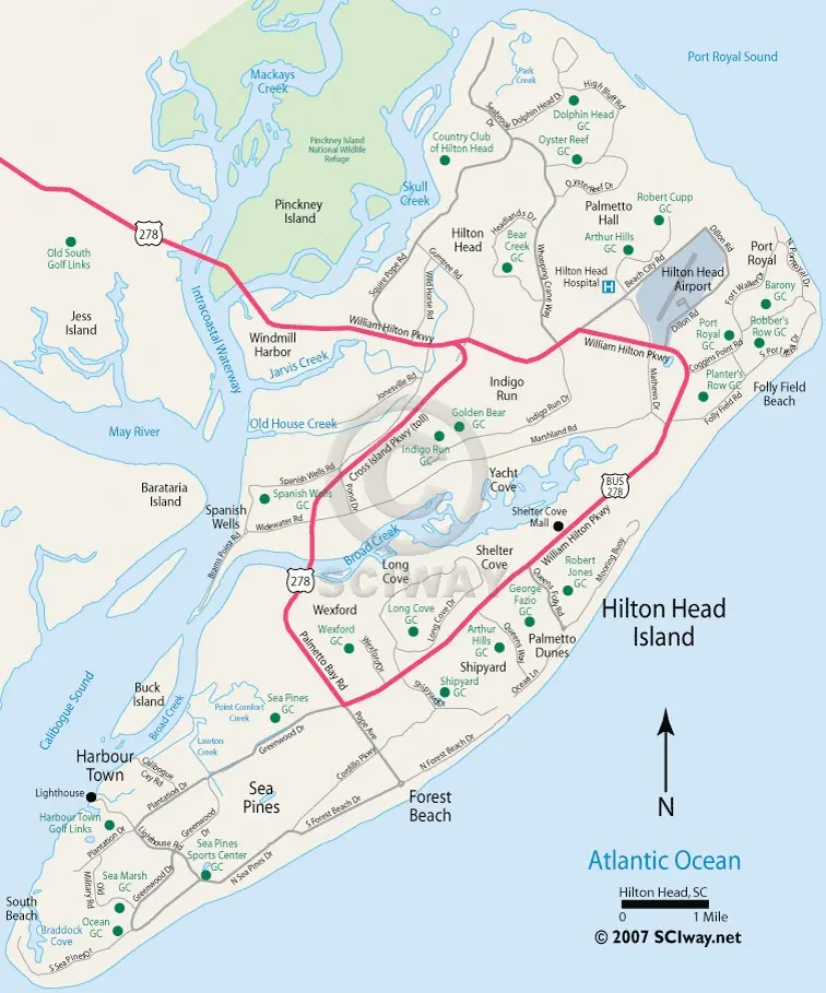 Hilton Head Island area map